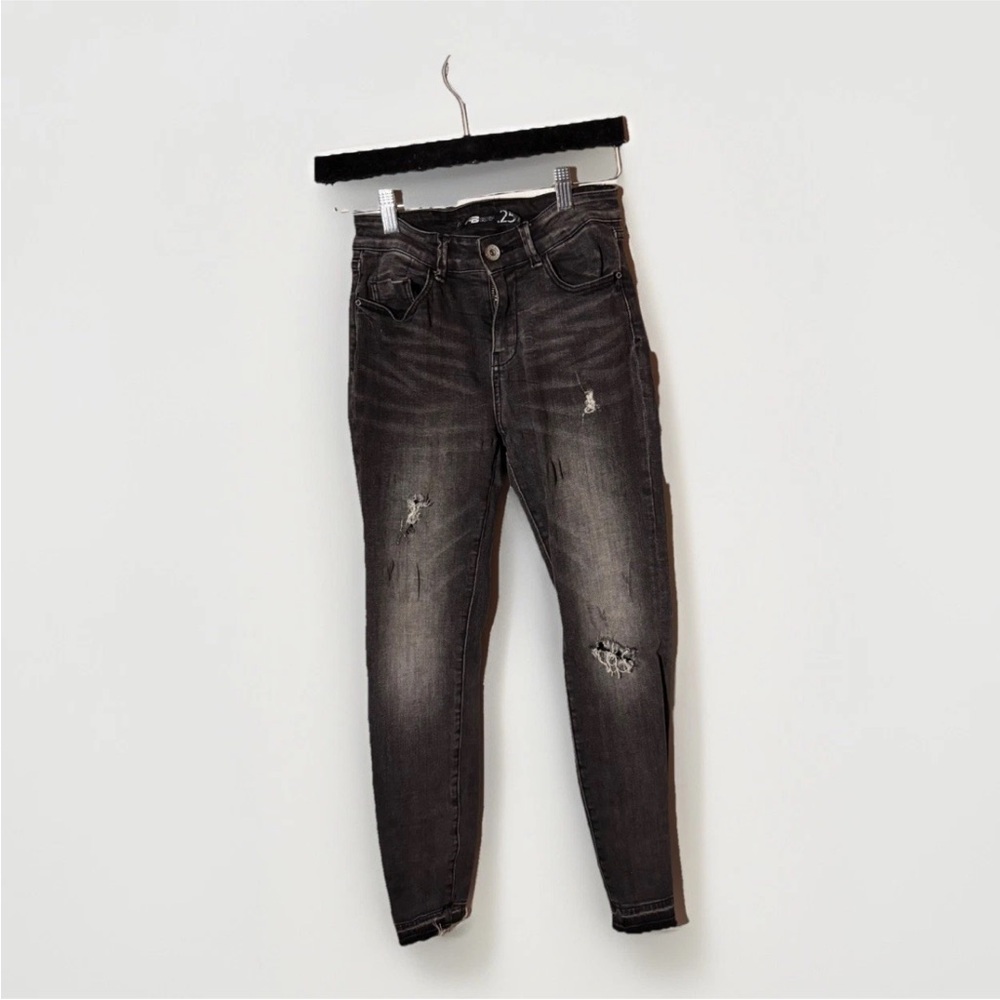 Distressed Black Skinny Jeans, Womens Size 25